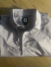 FootJoy FJ Golf Polo Gray White Micro Stripe Men’s Size Large picture