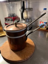 VINTAGE Williams Sonoma France Apilco Porcelain Hammered Copper Double Boiler picture