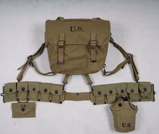 WWII WW2 US ARMY soldier EQUIPMENT M36 BAG BELT FIRST AID KIT AND 0.8L KETTLE picture