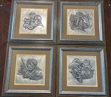 THE FRANKLIN MINT 1976  SET OF 4 GORDON PHILLIPS   SILVER FRAMED SCULPTURES picture