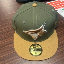 Toronto Blue Jays New Era 59FIFTY Hat 7 3/8 Olive Tan MLB Baseball Cap New picture