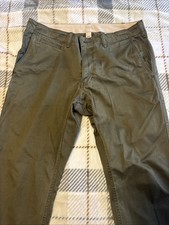 Uniqlo Slim Fit Chino Flat Front Pants Mens 32x34 Olive Green Cotton Stretch picture