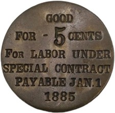 (1885) South Carolina 2980-A5b (R-7)  J Bissell Plantation Slave Merchant Token picture