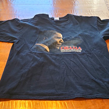 Gildan Men's L Black Barack Obama USA Political Graphic Crew Neck Cotton T-Shirt picture