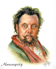 ❦ ORIGINAL Oil Portrait Painting MODEST MUSSORGSKY Composer Musician Signed Art picture
