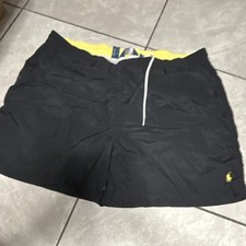 Polo Ralph Lauren Men's Black Yellow Solid Swim Shorts 3XB Drawstring Mesh Lined picture