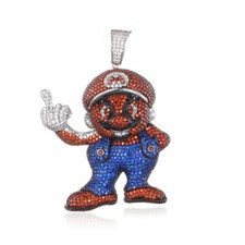 Men's 4.13CT Multicolor Cubic Zirconia Angry Character Pendant 925 Silver picture
