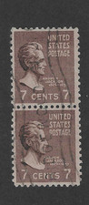 Used US Scott 812, 7 cents sepia, Jackson, 1938 Pair XF, N.J. picture
