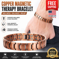 Men's Bracelet Magnetic Therapy Arthritis Pain Relief Pure Solid Copper Bangle picture