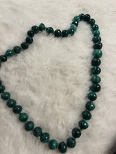 Stunning Vtg Heavy Natural Malachite Beaded Necklace Graduated Strand bullseye  picture