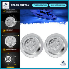 2Pcs Blue 6LED Underwater Boat Lights, IP68 Waterproof Transom Light for Yachts, picture