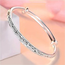 925 Sterling Silver Weave Bracelet Adjustable Bangle Women Wedding Jewelry - USA picture