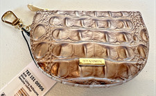 Brahmin Britt 'Silver Lining' Melbourne Beige Tan Silver Leather Coin Wallet-NWT picture