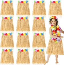  12 Pcs Hawaiian Hula Grass Skirts for Kids Tropical Hula Skirts for  picture