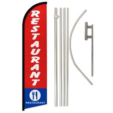 Restaurant Windless Banner Swooper Advertising Flag Pole Kit Food Here Rest Stop picture