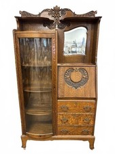 Antique Quarter Sawn Oak Side by Side Secretary Curio Bookcase Cabinet Beautiful picture