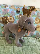 Steiff, Three Dogs, One Gray Large, Twin Small Brown, Good Condition picture