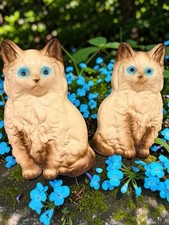 Vintage Pair of C FAVOR  Chalkware Cats Wall Plaque Decor  1950’s 1960’s 🐈 picture