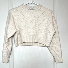Aritzia Sunday Best Wool Blend Peggy Cropped Sweater XS Cable Knit Boxy Cozy picture