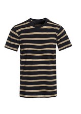 Men's 100% Cotton Striped Casual Summer friendly T-shirts Black picture