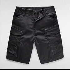 G-Star RAW Men’s Black Cargo Shorts Cotton Canvas Zip Closure Pockets picture