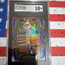 Panini Select 2020 Justin Herbert #244 Club Level Blue Die-Cut Prizm RC SGC 10 picture