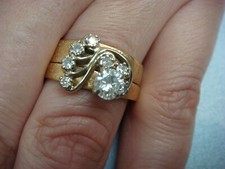 Vintage 1920's Circa Antique Ring 14K Yellow Gold Over 2.2 Ct Simulated Diamond picture