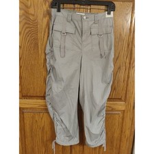 No Boundaries NWT Ruched Crop High-Rise Cargo Pants Women's Small Light Gray picture