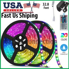 32.8 Feet RGB 5050 Flexible Led Strip Lights SMD 44 Key Remote 12V DC Power Kit picture
