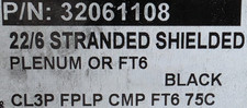 Southwire Genesis 3206 22/6C Shielded Plenum Control Cable CMP Black /50ft picture