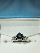 Dazzling 14K White Gold 1.08ct Blue Solitaire Diamond Ring- 4.56 gm, 6.5, 1.11ct picture
