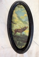 Vintage oval framed  elk cabin ranch decor picture