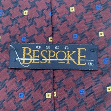 OSCC Bespoke Tie Men's 100% Silk Made In USA Houndstooth Red Navy 4.00