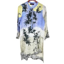 Khaadi Khaas Womens Top Sz M/L 100% Silk Tunic Artsy Art to Wear Asian Resort picture