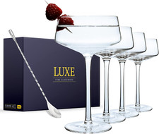 TAG Luxe Martini Glasses - Set of 4 Handblown Crystal  with Bar Spoon picture