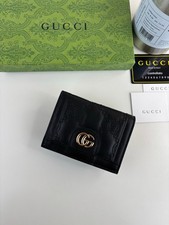 GG Matelasse Black Leather Card Holder Wallet Gold Double G With Box picture