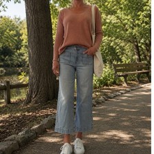 Madewell Kimball Pullover Sweater Neutral Minimalist Dusty Blush Peachy Small picture