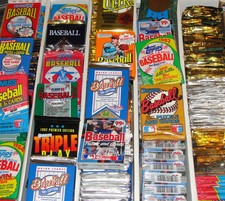 HUGE Lot of 100+ Unopened Old Vintage Baseball Cards in Wax Cello Rack Packs picture