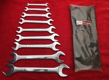 VINTAGE SEARS CRAFTSMAN No. 9 4452 NINE PIECE OPEN END WRENCH SEY IN VYNIL POUCH picture