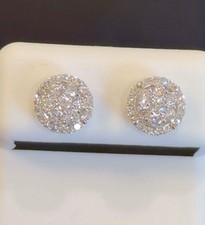 .76 CARAT CERTIFIED LAB GROWN DIAMONDS 8 MM STERLING SILVER RHODIUM PLATED STUDS picture