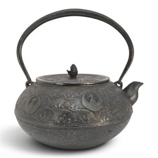 Oigen Nanbu Seieido Nambu Iron Tetsubin Kettle Pine Crane Japanese Showa Era picture