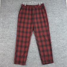 Stussy Skater Pants Mens L Red Plaid Wool Blend Elastic Waist Drawstring Street picture