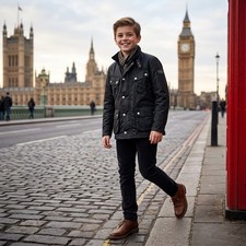 🖤 Barbour International Duke Jacket Black Waxed Cotton Size 10/11 picture