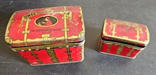 Vintage Swee-Touch-Nee Tea Large Tin & Zvetouchny Tea Small Tin - Red Orange picture