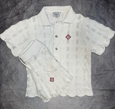 Casablanca Tennis Club White Knit Wave Pattern Men's Shirt & Shorts Set Logo picture