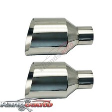 2X Big 5″ Polished Exhaust Tip 2.5″ Inlet Angle Double Wall FOR Dogge RT SRT RAM picture