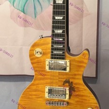 Solid Electric Guitar Flame Maple Top Bone Nut Vintage Aged Yellow  picture