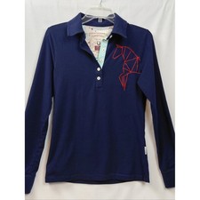 Horseware Ireland Long Sleeve Polo Size Small Blue Orange  Horse picture