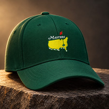 MASTERS GOLF HAT GREEN EMBROIDERED LOGO BASEBALL CAP ADJUSTABLE AUGUSTA STYLE picture