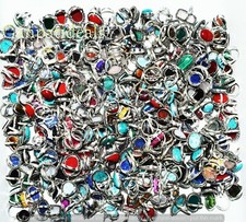 Wholesale Bulk  100pcs Labradorite & Mix Gemstone Ring 925 Silver Plated Lots picture